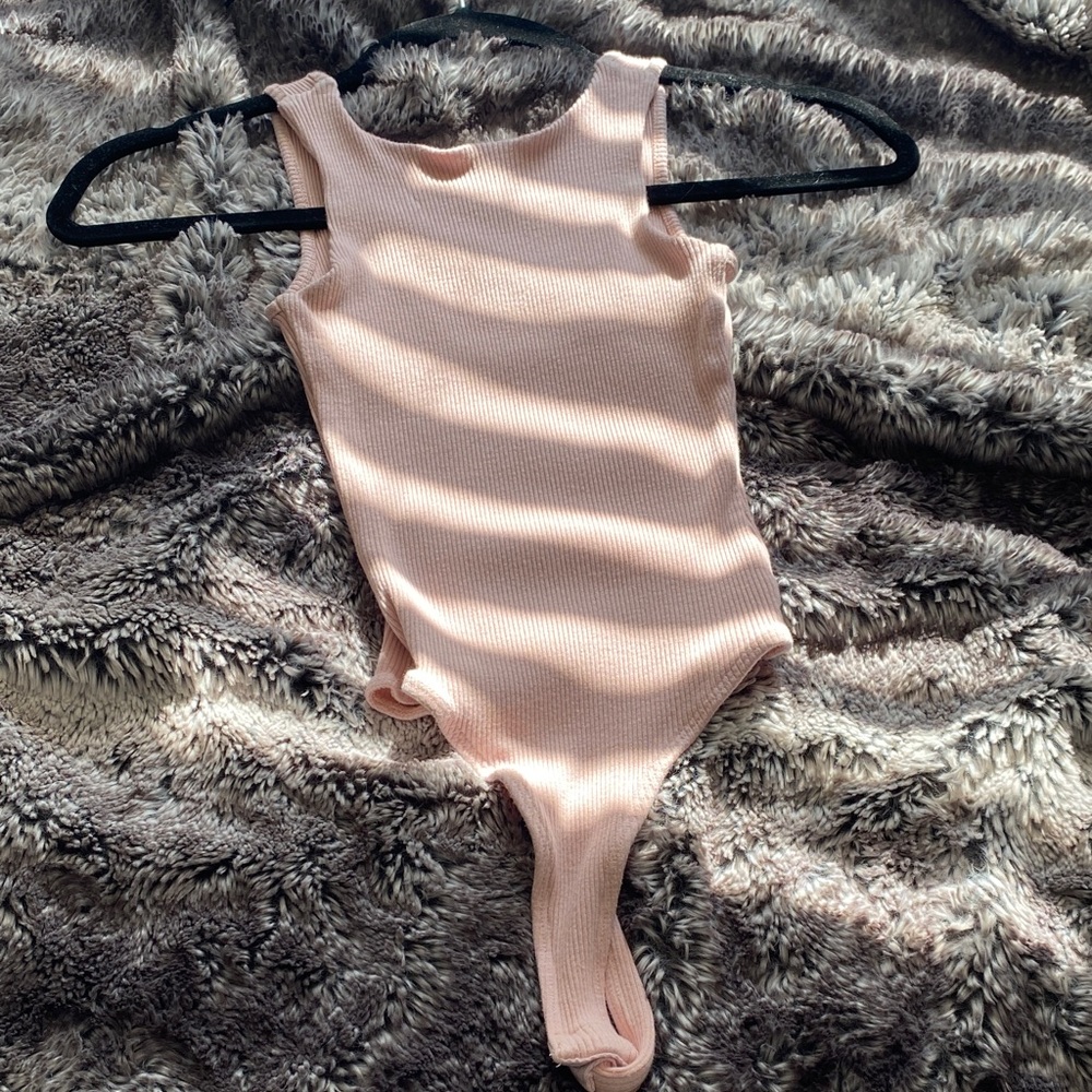 Lulu's Soft Pink Ribbed Bodysuit